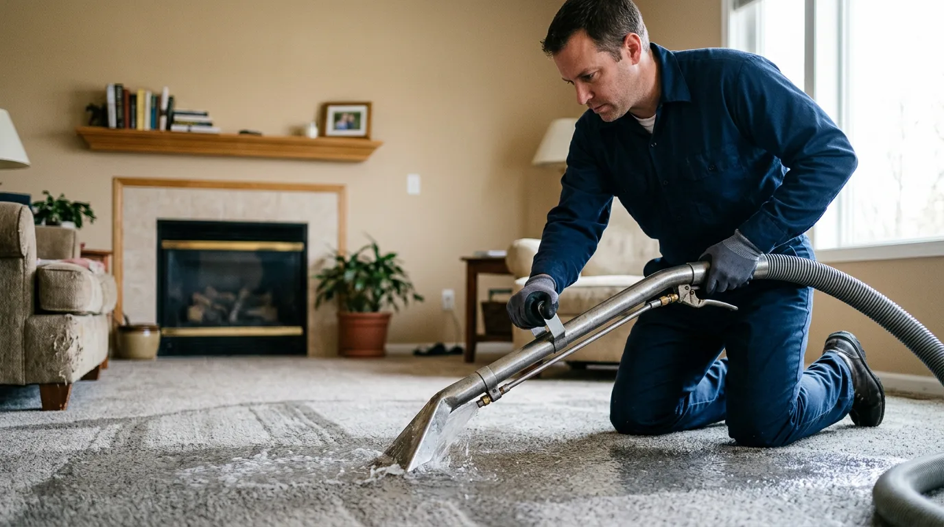 Water damage restoration technician working near Fairfax, MO